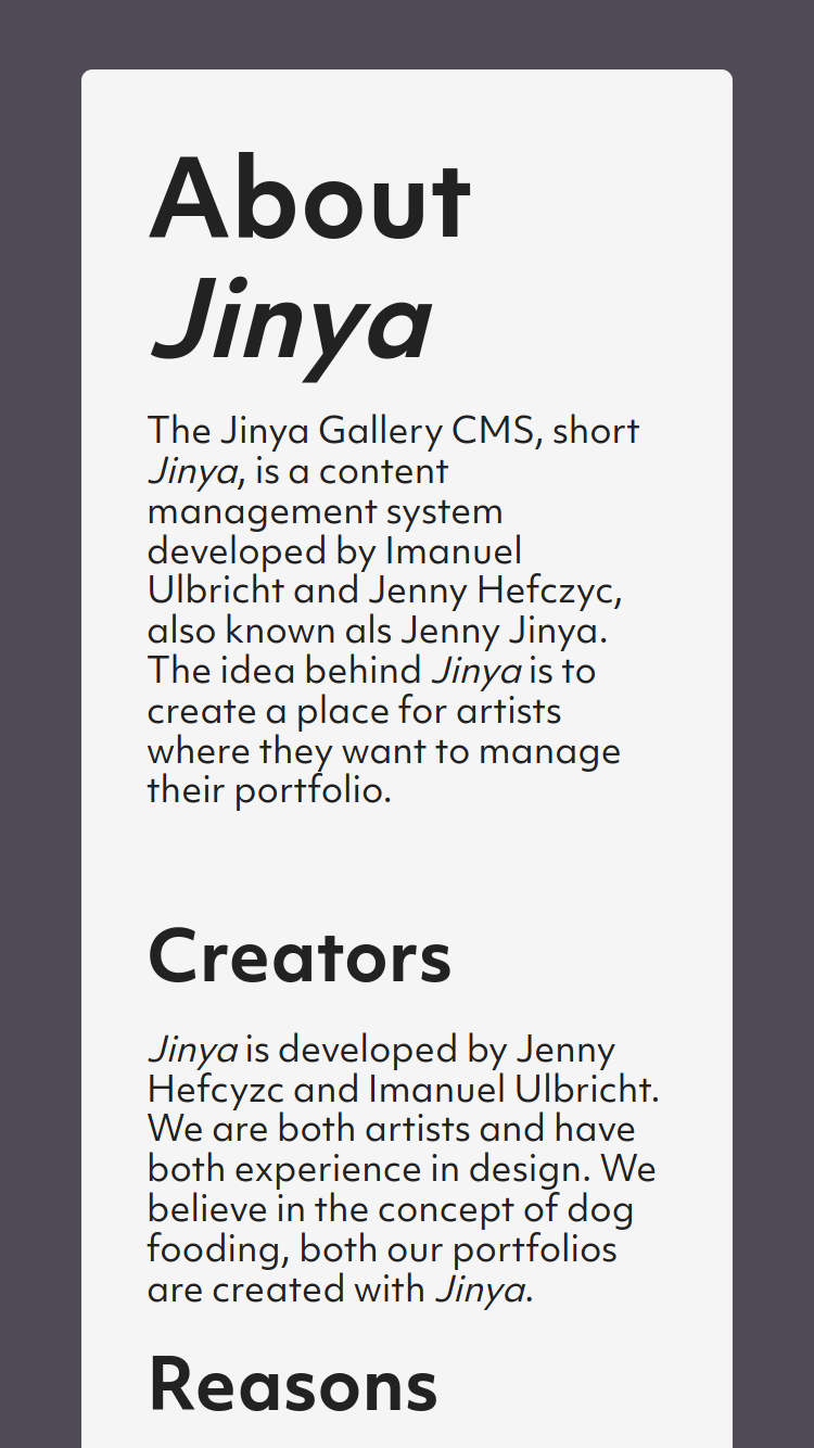 jinya.de Mobile – About Jinya