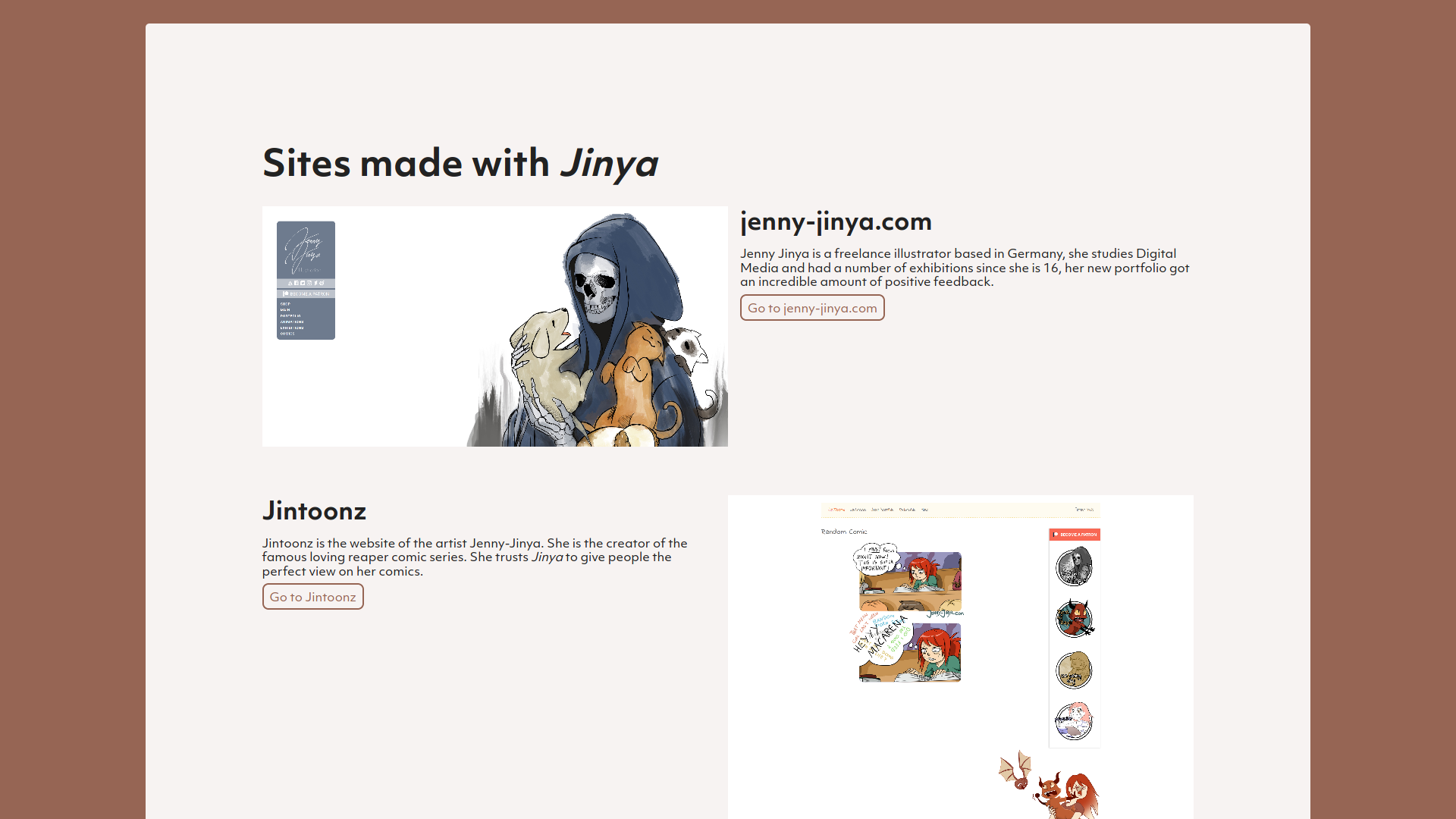 jinya.de Desktop – Projects